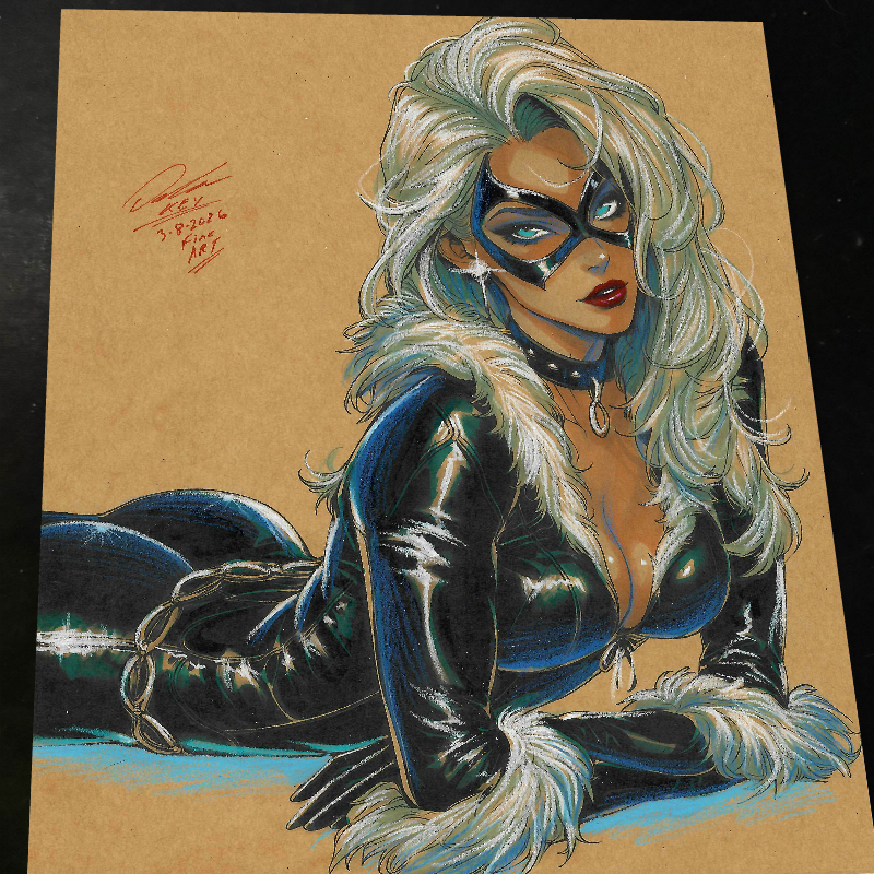 Black Cat Art Print Signed 8.5x11 | Art by Keyeske
