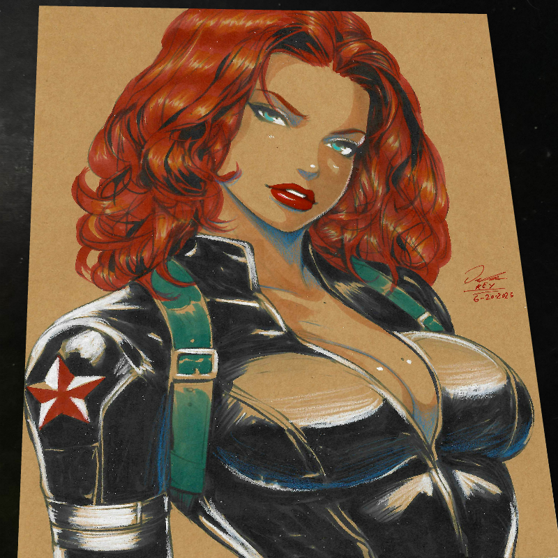 Black Widow Marvel Redhead Portrait Art Print Signed 8.5x11 | Art by Keyeske