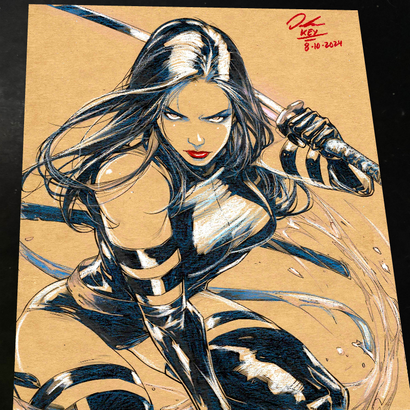Psylocke Art Print Signed 8.5x11 | Art by Keyeske