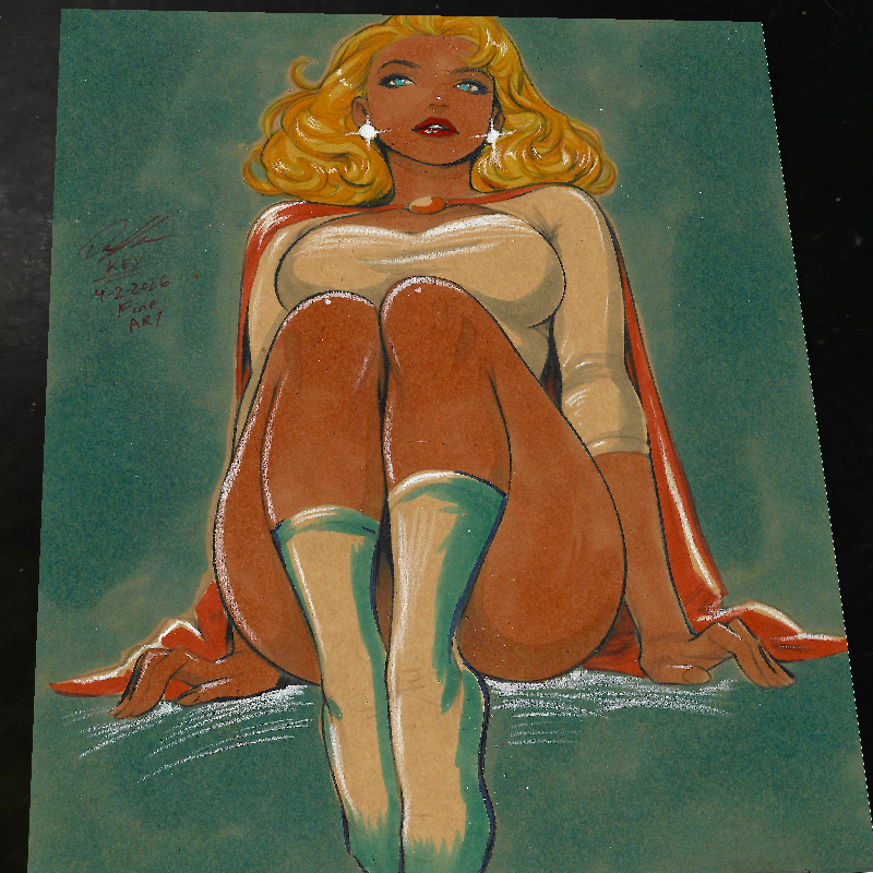 Power Girl Art Print Signed 8.5x11 | Art by Keyeske
