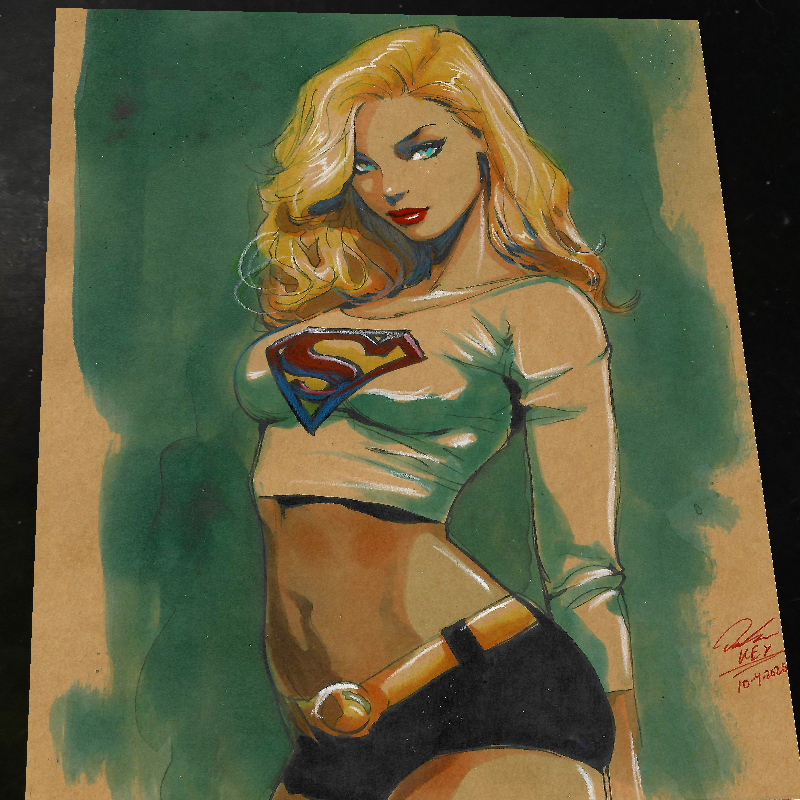 Supergirl DC Art Print Signed 8.5x11 | Art by Keyeske