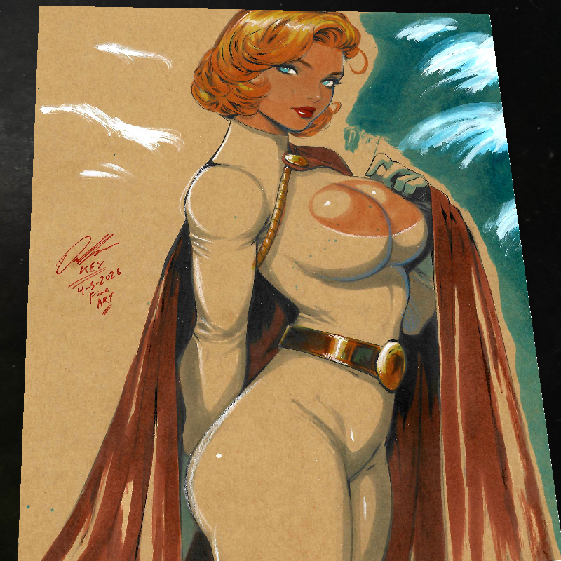 Power Girl Art Print Signed 8.5x11 | Art by Keyeske