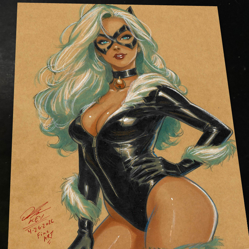 Black Cat Art Print Signed 8.5x11 | Art by Keyeske