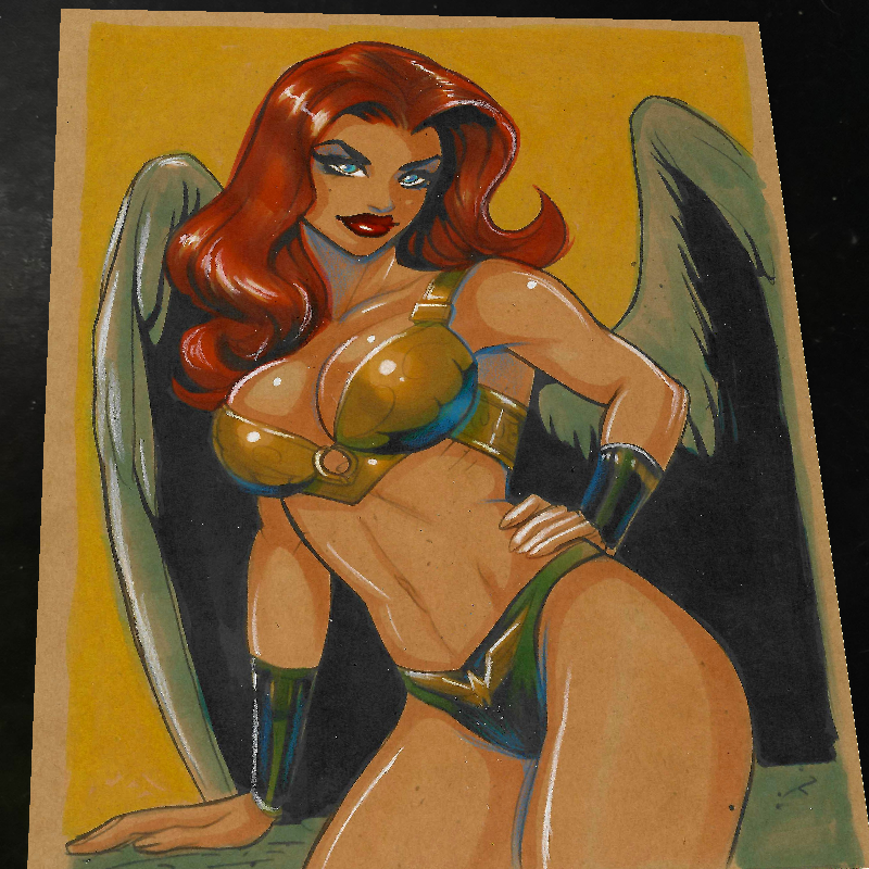 Hawkgirl Art Print Signed 8.5x11 | Art by Keyeske