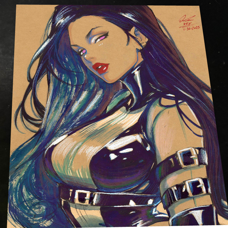 Psylocke Art Print Signed 8.5x11 | Art by Keyeske