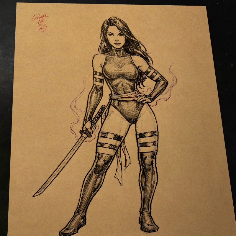 Psylocke Art Print Signed 8.5x11 | Art by Keyeske