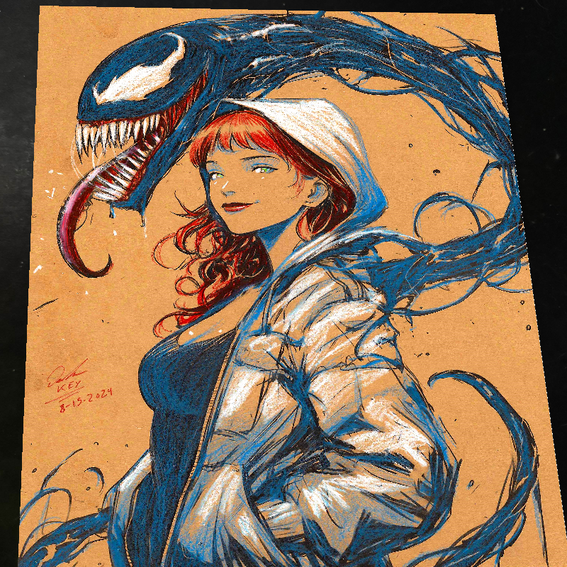 Mary Jane x Venom Art Print Signed 8.5x11 | Art by Keyeske
