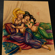 Jeannie Twins Original Art Print Signed 8.5x11 | Art by Keyeske