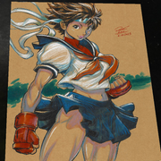 Sakura Kasugano Street Fighter Art Print Signed 8.5x11 by Keyeske