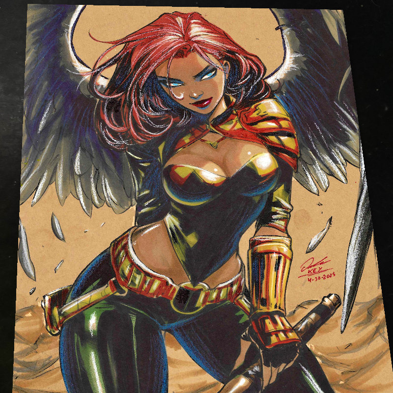 Hawkgirl Art Print Signed 8.5x11 | Art by Keyeske
