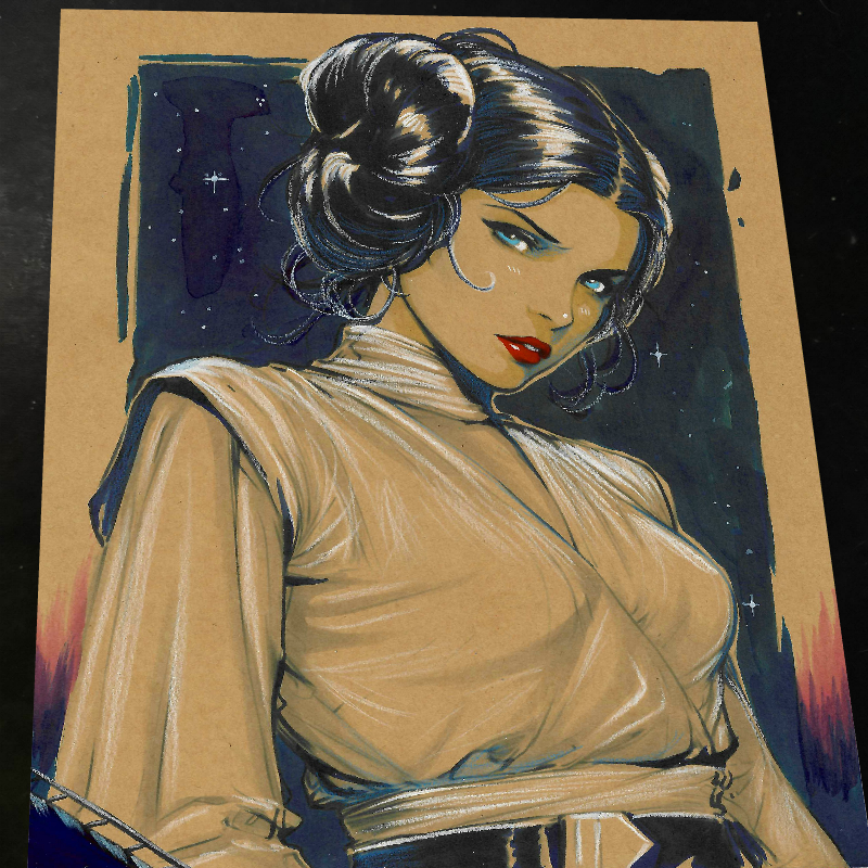 Princess Leia Art Print Signed 8.5x11 | Art by Keyeske