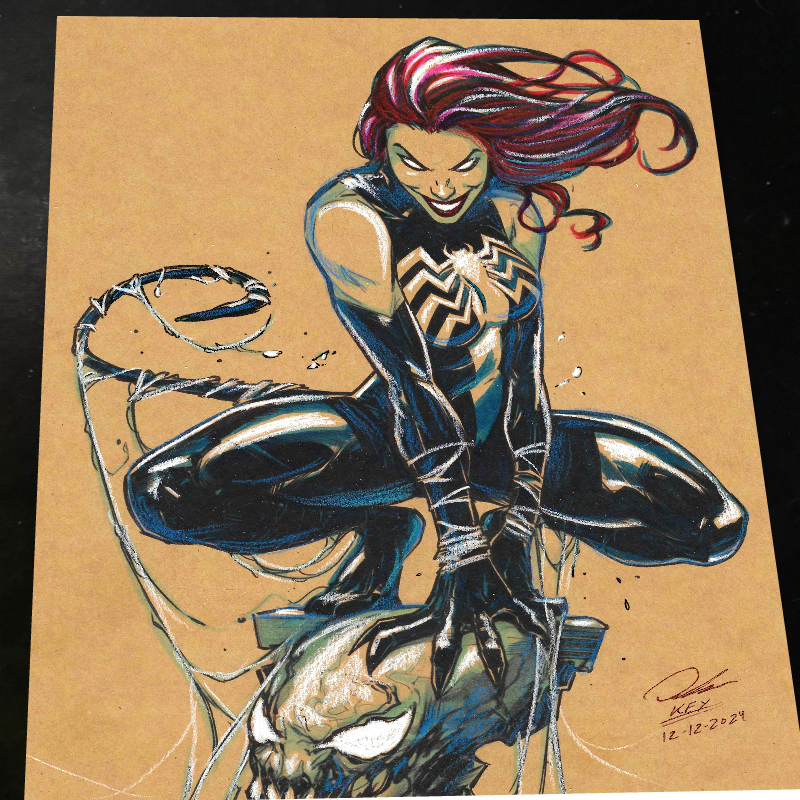 Mary Jane x Venom - Marvel art print by Keyeske