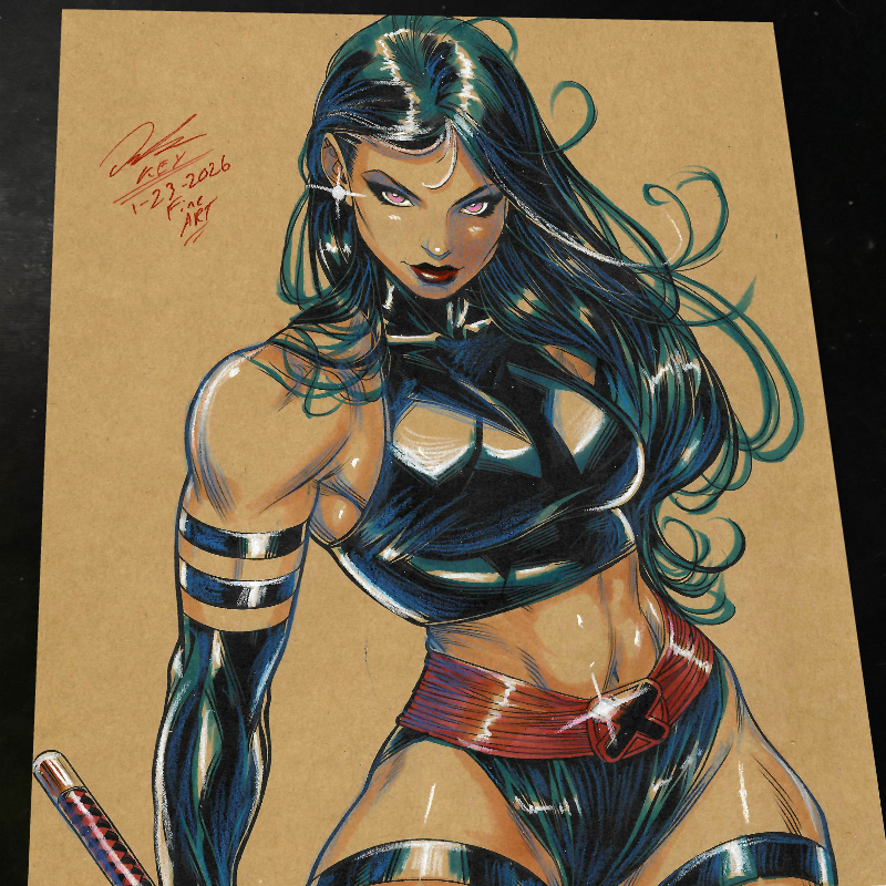 Psylocke Art Print Signed 8.5x11 | Art by Keyeske