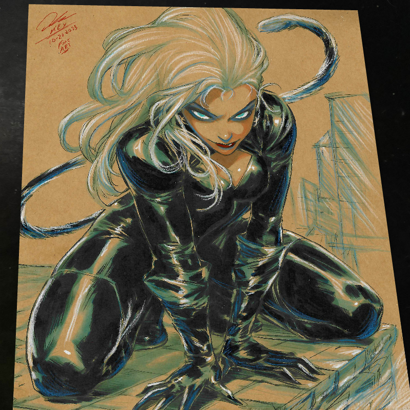 Black Cat Art Print Signed 8.5x11 | Art by Keyeske