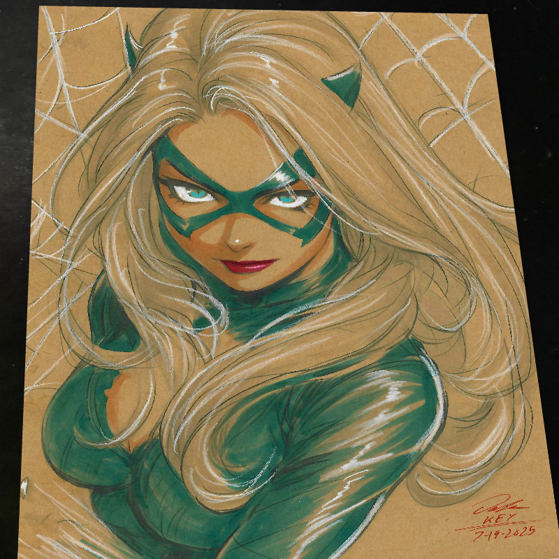 Black Cat Art Print Signed 8.5x11 | Art by Keyeske