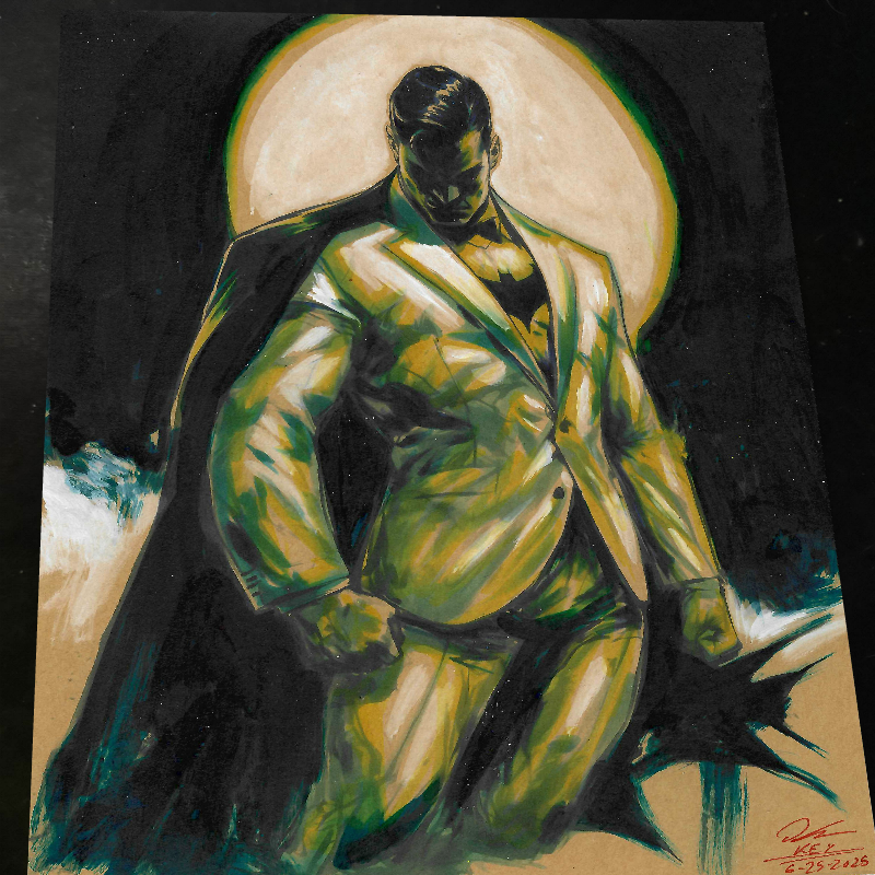 Batman DC Comics White Suit Art Print Signed 8.5x11 | Art by Keyeske