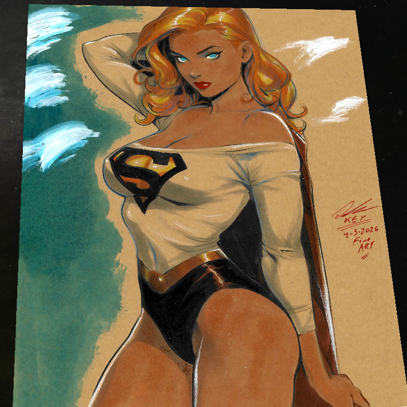 Power Girl Art Print Signed 8.5x11 | Art by Keyeske