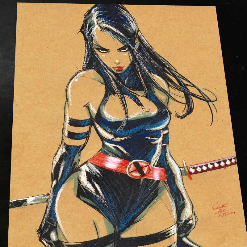 Psylocke Art Print Signed 8.5x11 | Art by Keyeske
