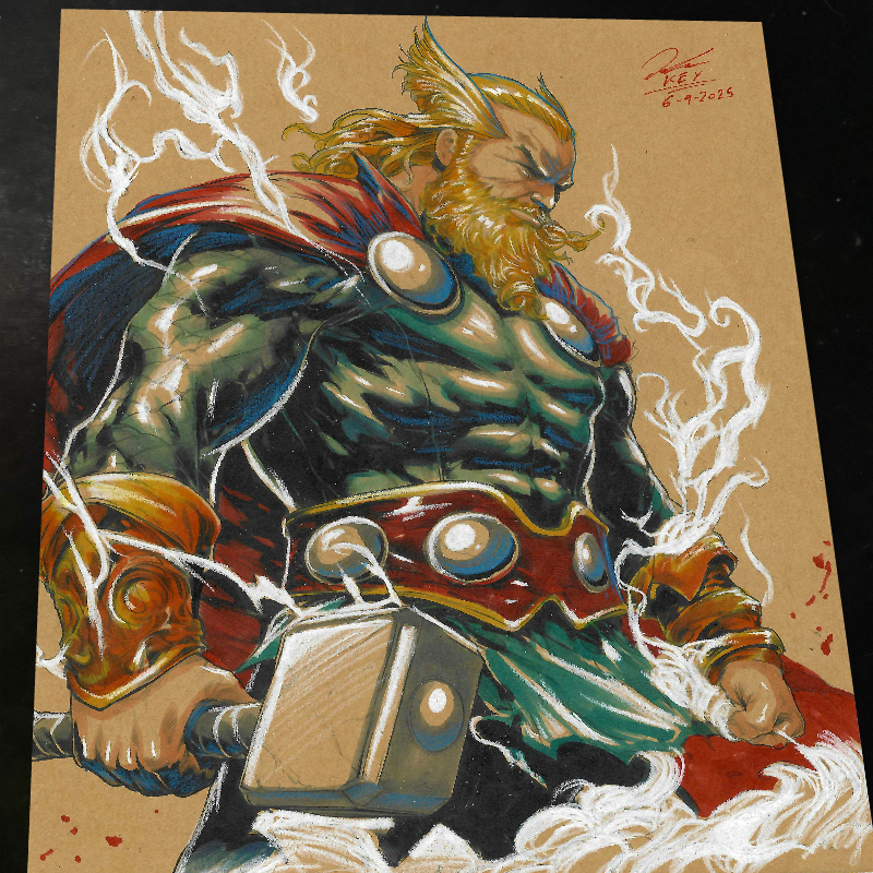 Thor Art Print Signed 8.5x11 | Art by Keyeske