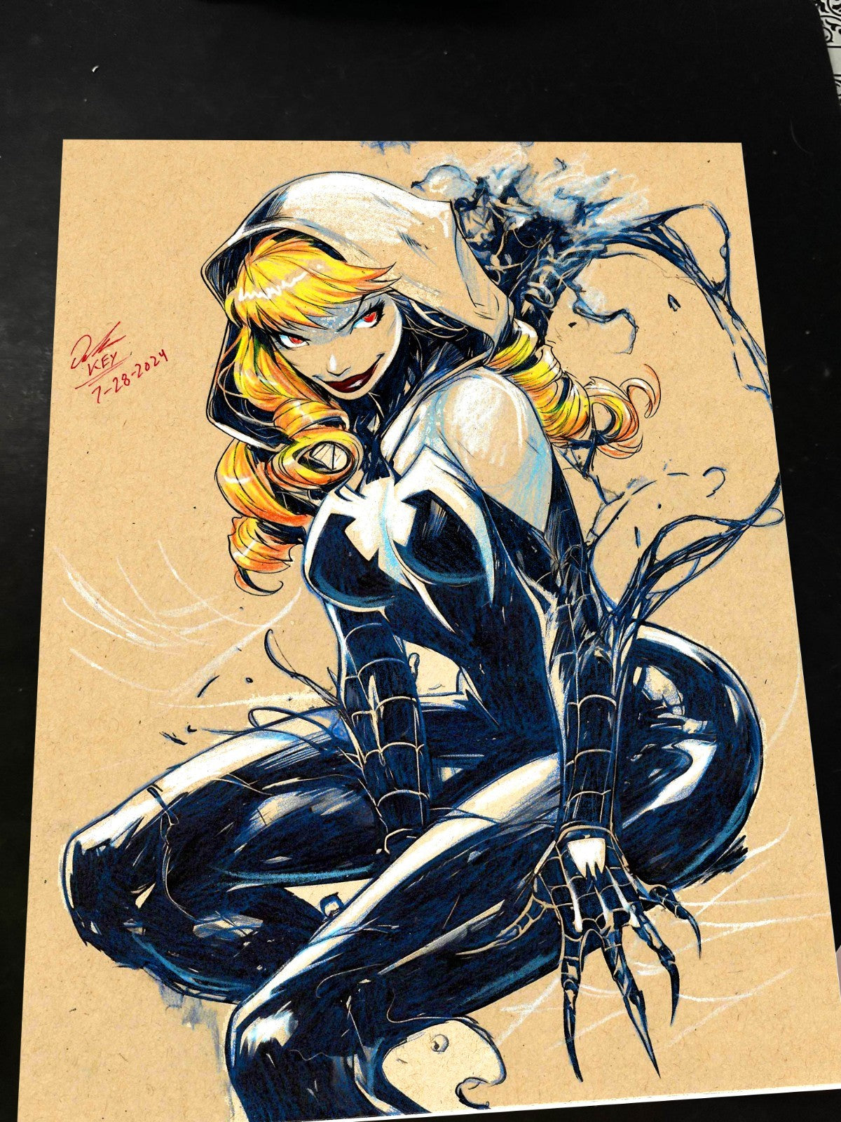 Gwen Stacy x Venom Art Print Signed 8.5x11 | Art by Keyeske