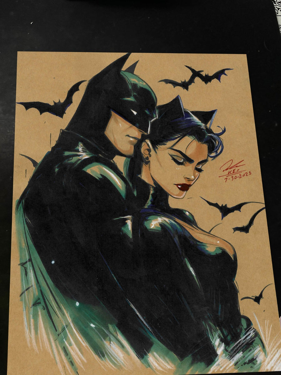 Batman & Catwoman Art Print Signed 8.5x11 | Art by Keyeske