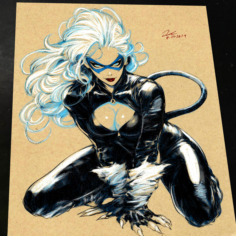Black Cat Art Print Signed 8.5x11 | Art by Keyeske