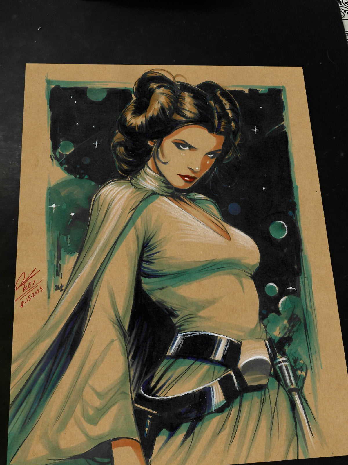 Princess Leia Art Print Signed 8.5x11 | Art by Keyeske