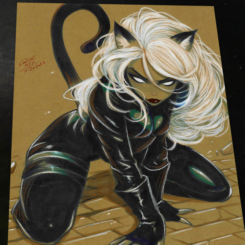 Black Cat Art Print Signed 8.5x11 | Art by Keyeske
