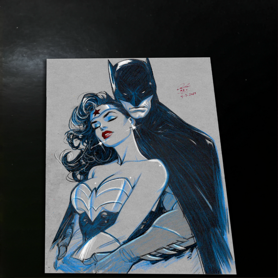 Batman & Wonder Woman Art Print Signed 8.5x11 | Art by Keyeske