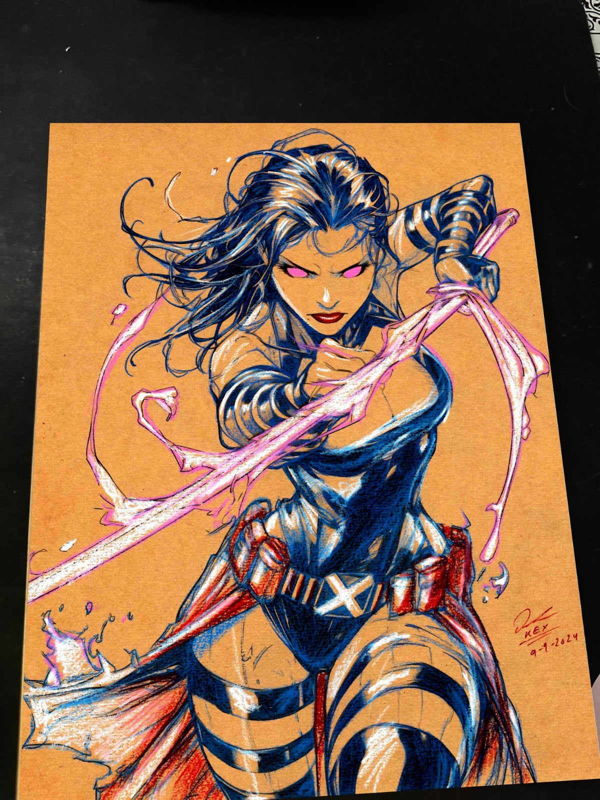 Psylocke Art Print Signed 8.5x11 | Art by Keyeske