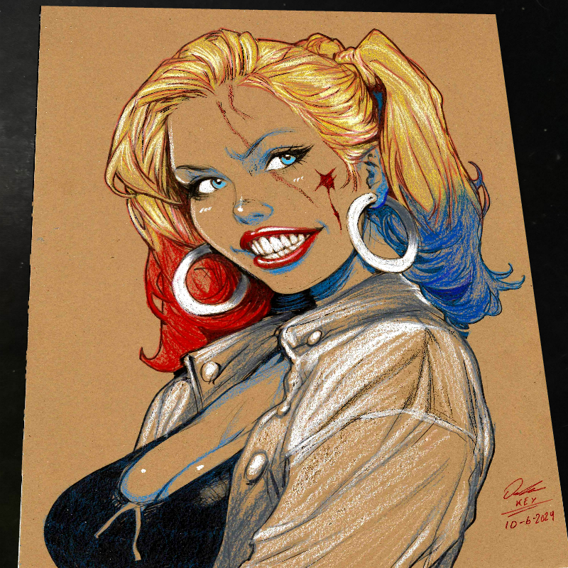 Harley Quinn Print Signed 8.5x11 | Art by Keyeske