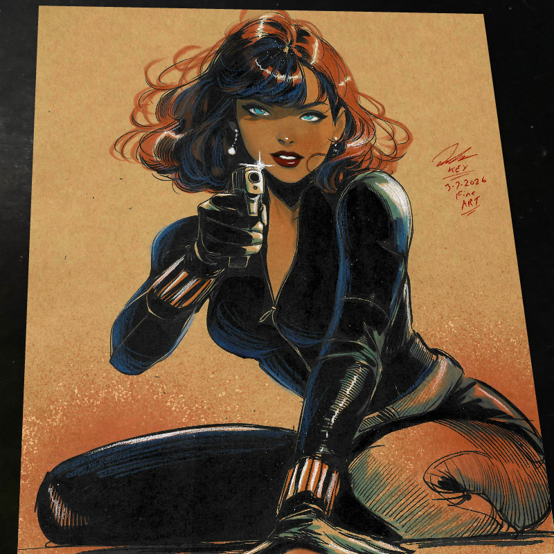 Black Widow Art Print Signed 8.5x11 | Art by Keyeske