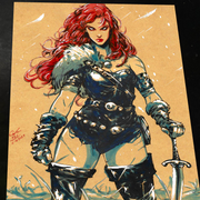 Red Sonja Art Print Signed 8.5x11 | Art by Keyeske