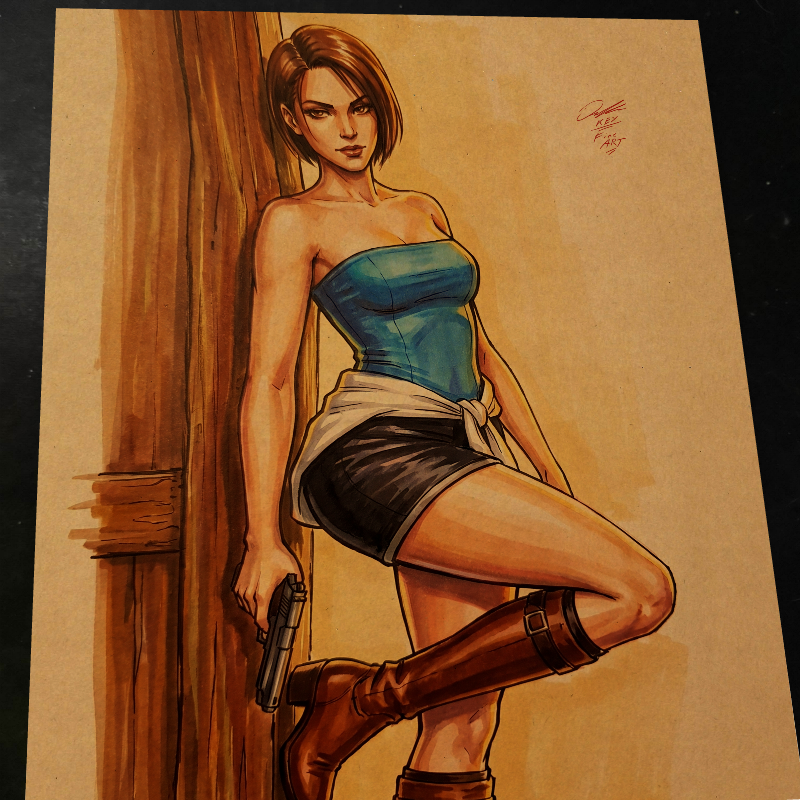 Jill Valentine Resident Evil Art Print Signed 8.5x11 | Art by Keyeske