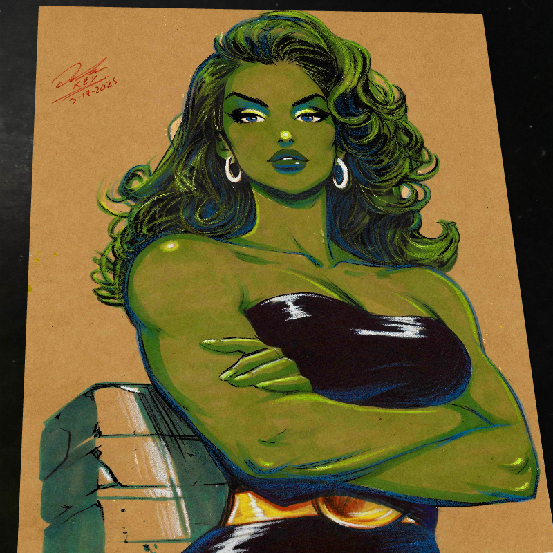 She Hulk Art Print Signed 8.5x11 | Art by Keyeske