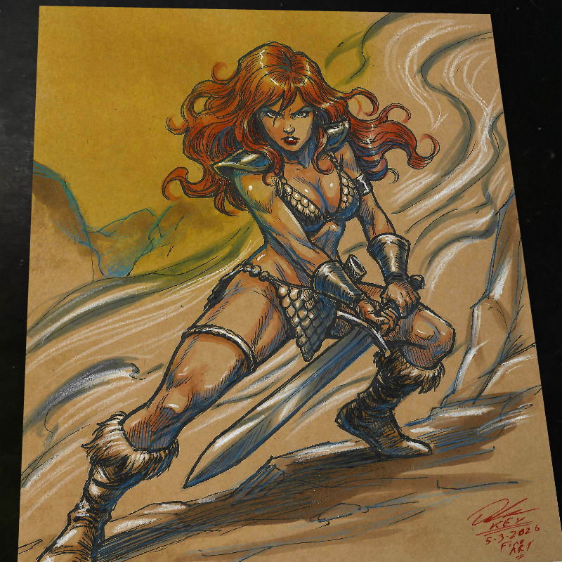 Red Sonja Art Print Signed 8.5x11 | Art by Keyeske