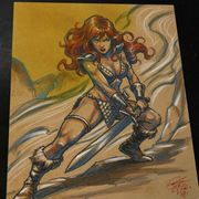 Red Sonja Art Print Signed 8.5x11 | Art by Keyeske