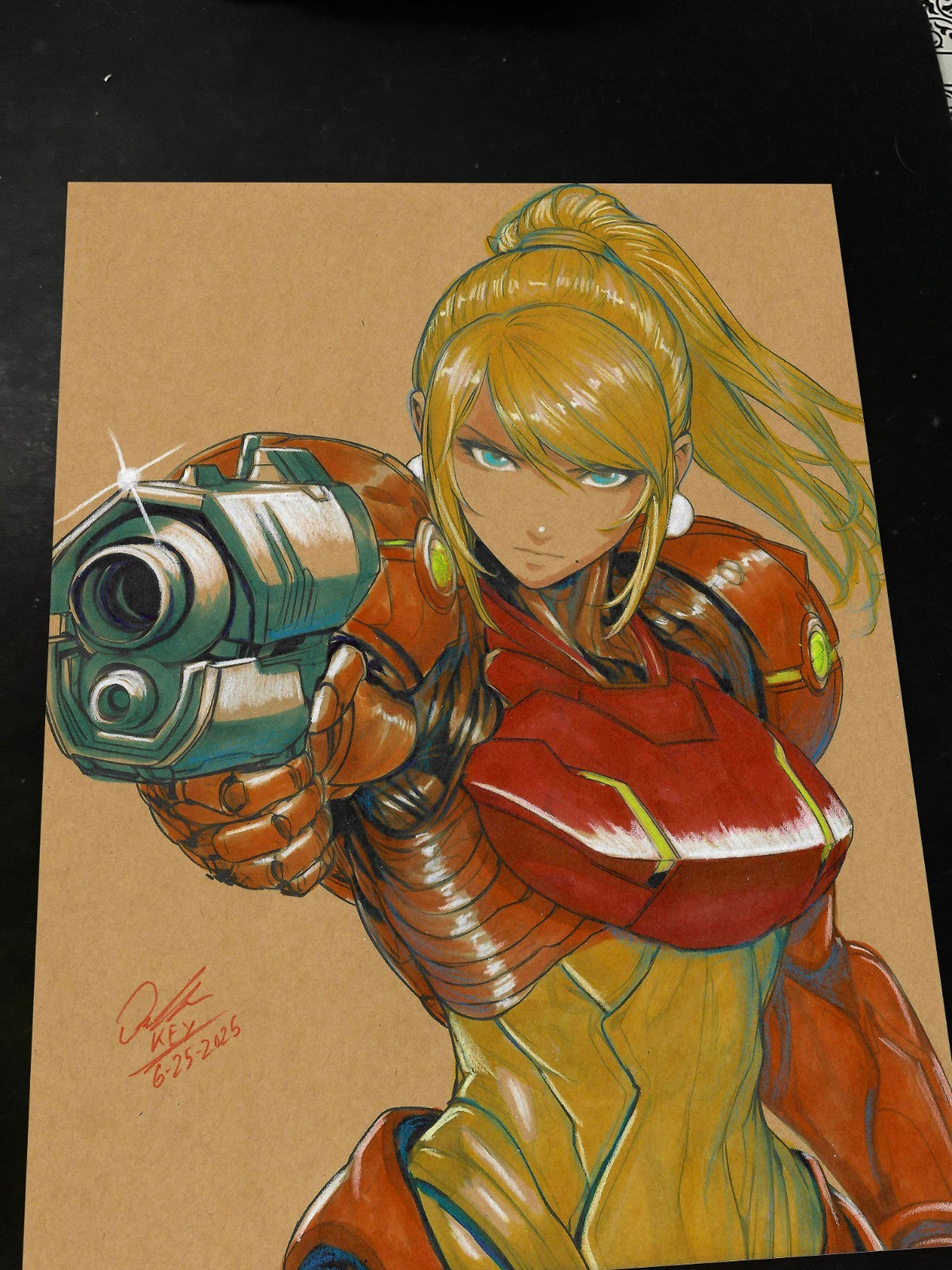 Samus Aran Super Metroid Art Print Signed 8.5x11 | Art by Keyeske