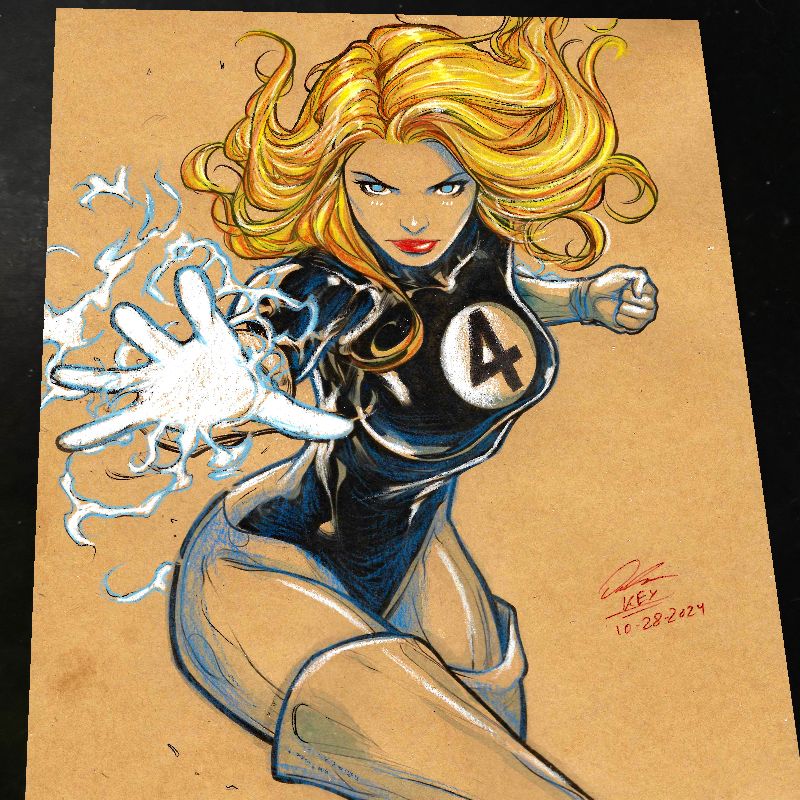 Sue Storm Fantastic 4 Art Print Signed 8.5x11 | Art by Keyeske