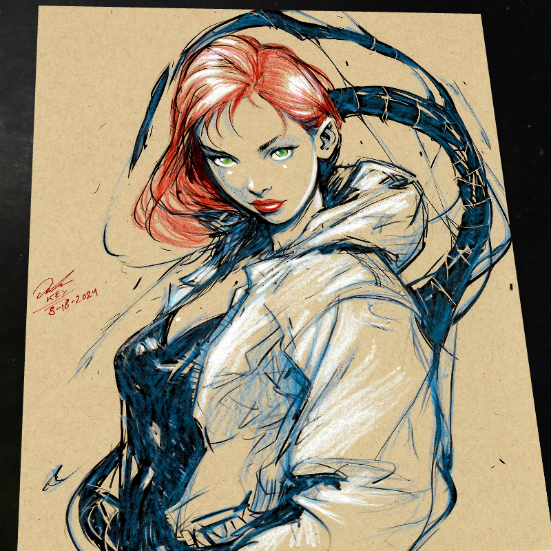 Mary Jane Watson Art Print Signed 8.5x11 | Art by Keyeske