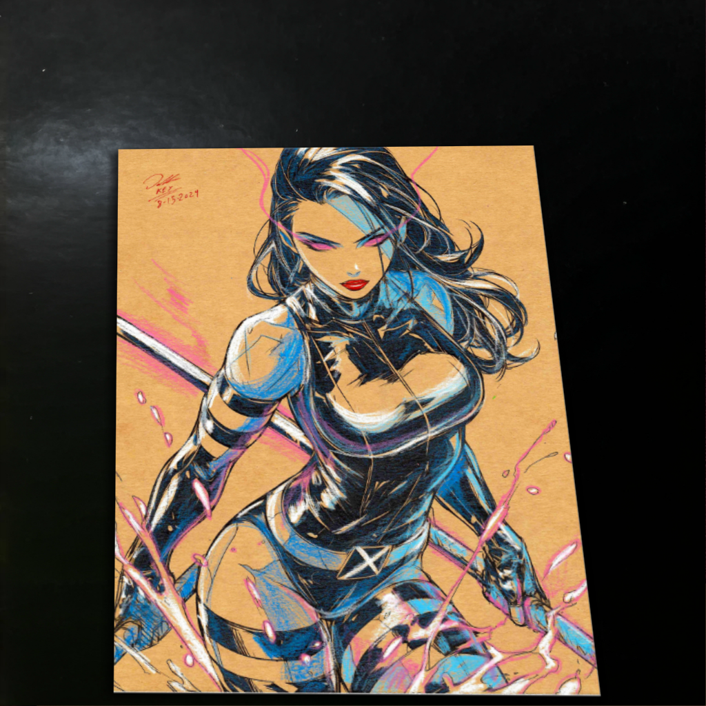 Psylocke Art Print Signed 8.5x11 | Art by Keyeske