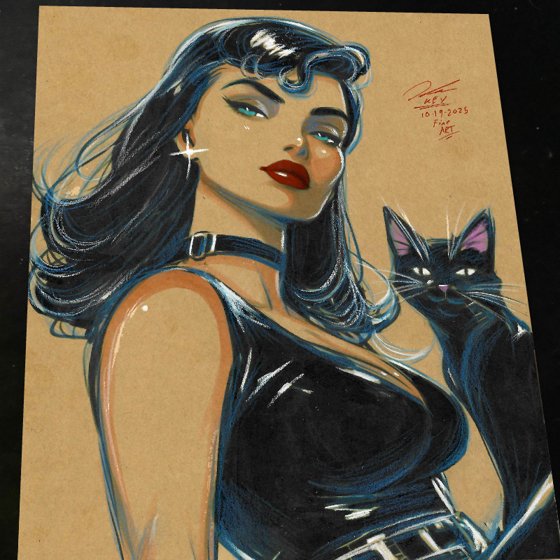 Catwoman Art Print Signed 8.5x11 | Art by Keyeske