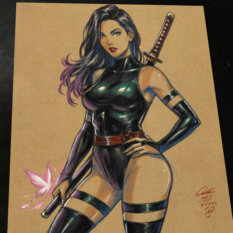 Psylocke Art Print Signed 8.5x11 | Art by Keyeske