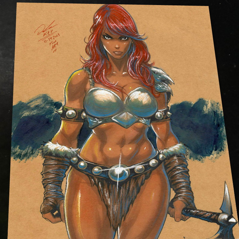 Red Sonja Art Print Signed 8.5x11 | Art by Keyeske