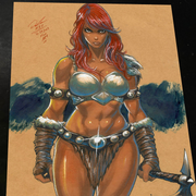 Red Sonja Art Print Signed 8.5x11 | Art by Keyeske