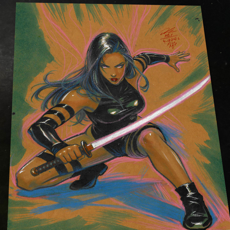 Psylocke Art Print Signed 8.5x11 | Art by Keyeske