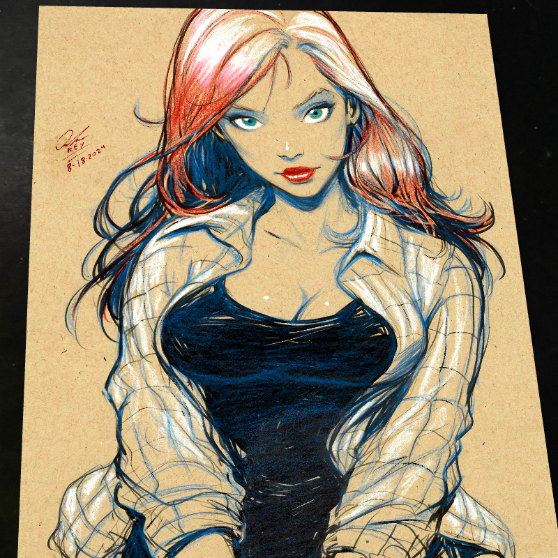 Mary Jane Watson Art Print Signed 8.5x11 | Art by Keyeske