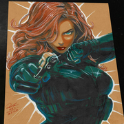 Black Widow Marvel Dual Pistols art print by Keyeske