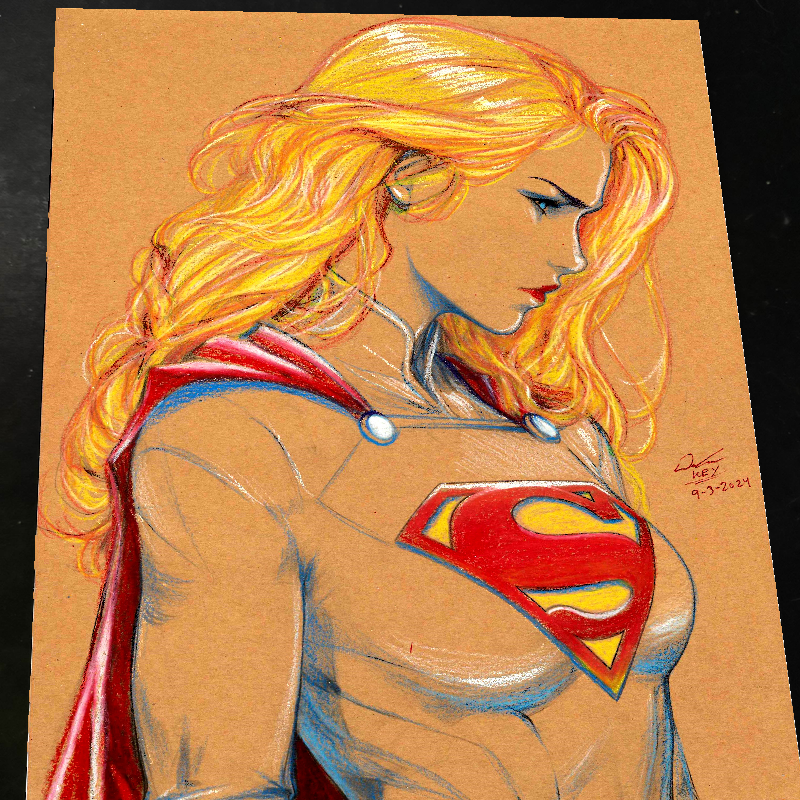 Supergirl DC Art Print Signed 8.5x11 | Art by Keyeske