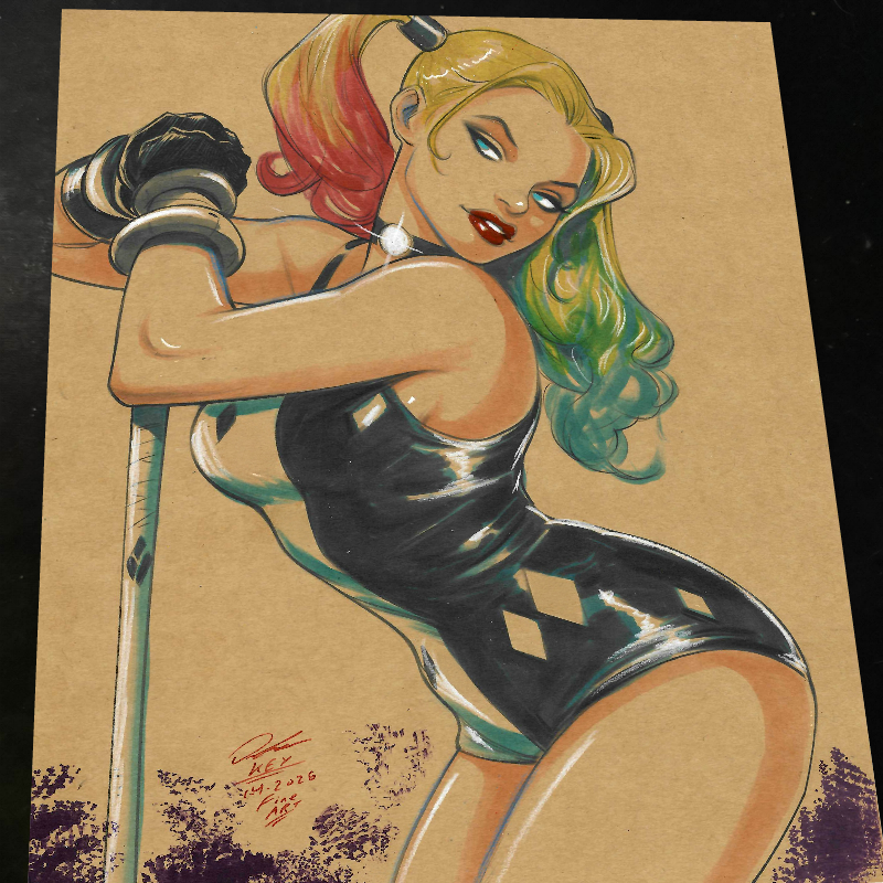 Harley Quinn Print Signed 8.5x11 | Art by Keyeske